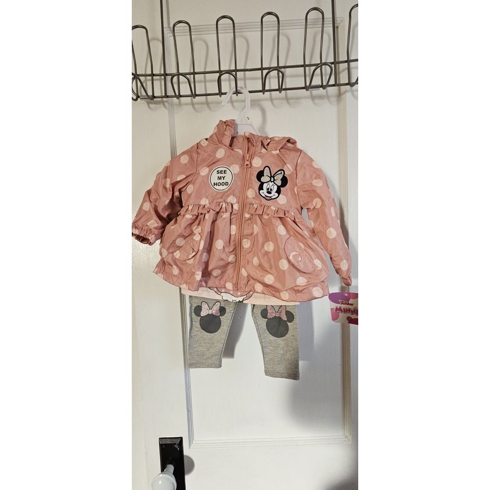 Disney MINNIE 3 pcs jacket shimming minnie head hood 12Mon